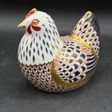 Estatuilla Pisapapeles De Colección Royal Crown Derby Pollo Gallina Imari Hueso Dorado China