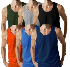 New Men's 6 Multi-Pack 100% Cotton Mix Colours Training Gym Sleeveless Vest Top