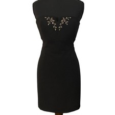 Max and Cleo Black Strapless Embellished Holiday Party Mini Dress Sze 6 New Year