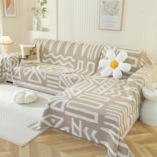 Boho Sectional Couch Covers 2 Pieces, L Shaped Sofa Cover, Chenille Couch Cov...