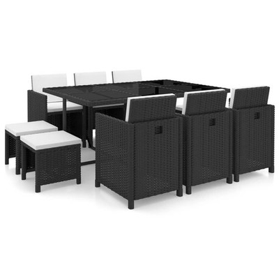 Patio Dining Set with Cushions Outdoor Table and Chairs Poly Rattan vidaXL