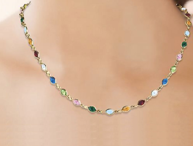 Collier cristal de Swarovski multicolore anti-ternissement, le bijou femme en or durable