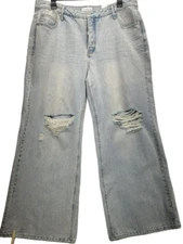 And Now This Trendy Plus Ripped Wide-Leg Jeans -Sz 18W, Carson Wash    P228