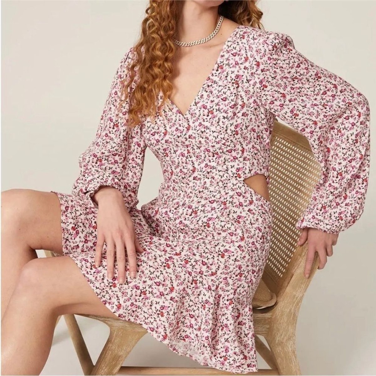 sachin and babi light blue dress AFRM Monna Mini Floral Casual Dress Side Cut Outs Pink Sold on Revolve Sz S