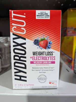 Hydroxycut Drink Packets 21 Packets Wildberry Flavor Free Shipping *EXP 12/2027*
