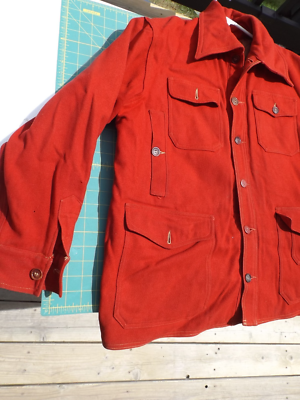 Vtg 1950's White Stag Red Mackinaw Coat Hunters Wool Jen-tel-lite