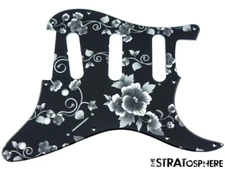 *NEW Black Rose Print PICKGUARD for Fender Hendrix Stratocaster Strat Reverse