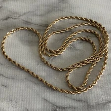Continuous vintage gold tone twisted rope chain necklace 