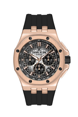 Daniel Klein Exclusive Men Rose Gold/Black Rubber Watch