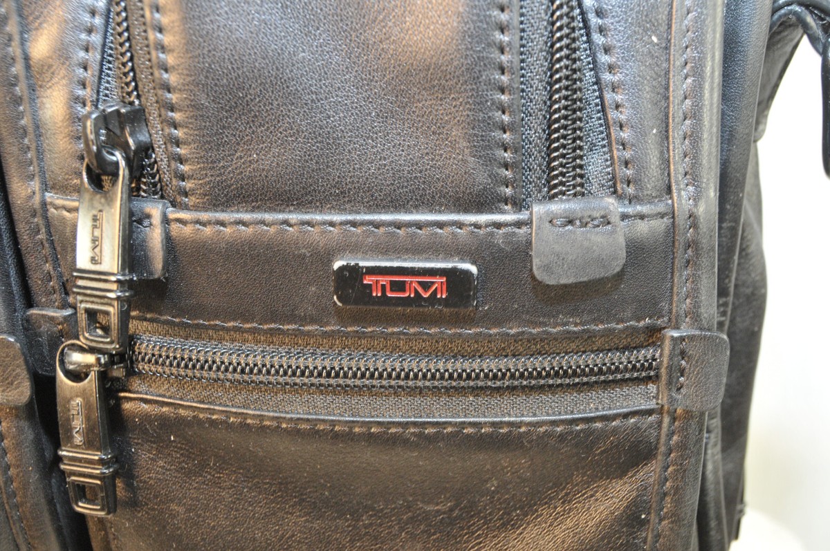 TUMI Alpha 96141DH Black Leather Expandable Laptop Briefcase Large