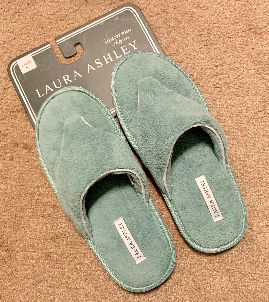 Laura Ashley Memory Foam Slippers Teal Size Large 8 9 Brand New eBay
