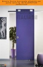 Binario Divina Scorrevole alluminio per porta vetro kg. 80 BLUEMOTION ammortizza