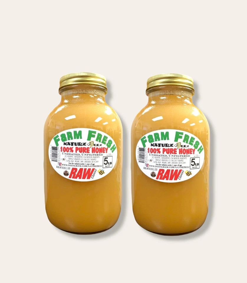 2x RAW HONEY 5LB Includes Two 5lb Jars 100% RAW CLOVER 5LB - Image 4 of 4