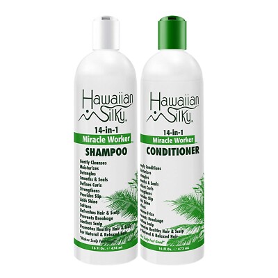 HAWAIIAN SILKY 14-IN-1 MIRACLE WORKER SHAMPOO AND CONDITIONER 16 OZ /473 ML EACH