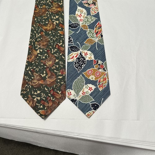 Vintage Necktie Pair Handmade Heart & Sew Kennebuck Maine Chicken Patchwork