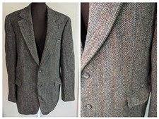 VINTAGE HARRIS TWEED MEN'S 100 SCOTTISH WOOL TWEED HERRINGBONE BLAZER SIZE 46XL