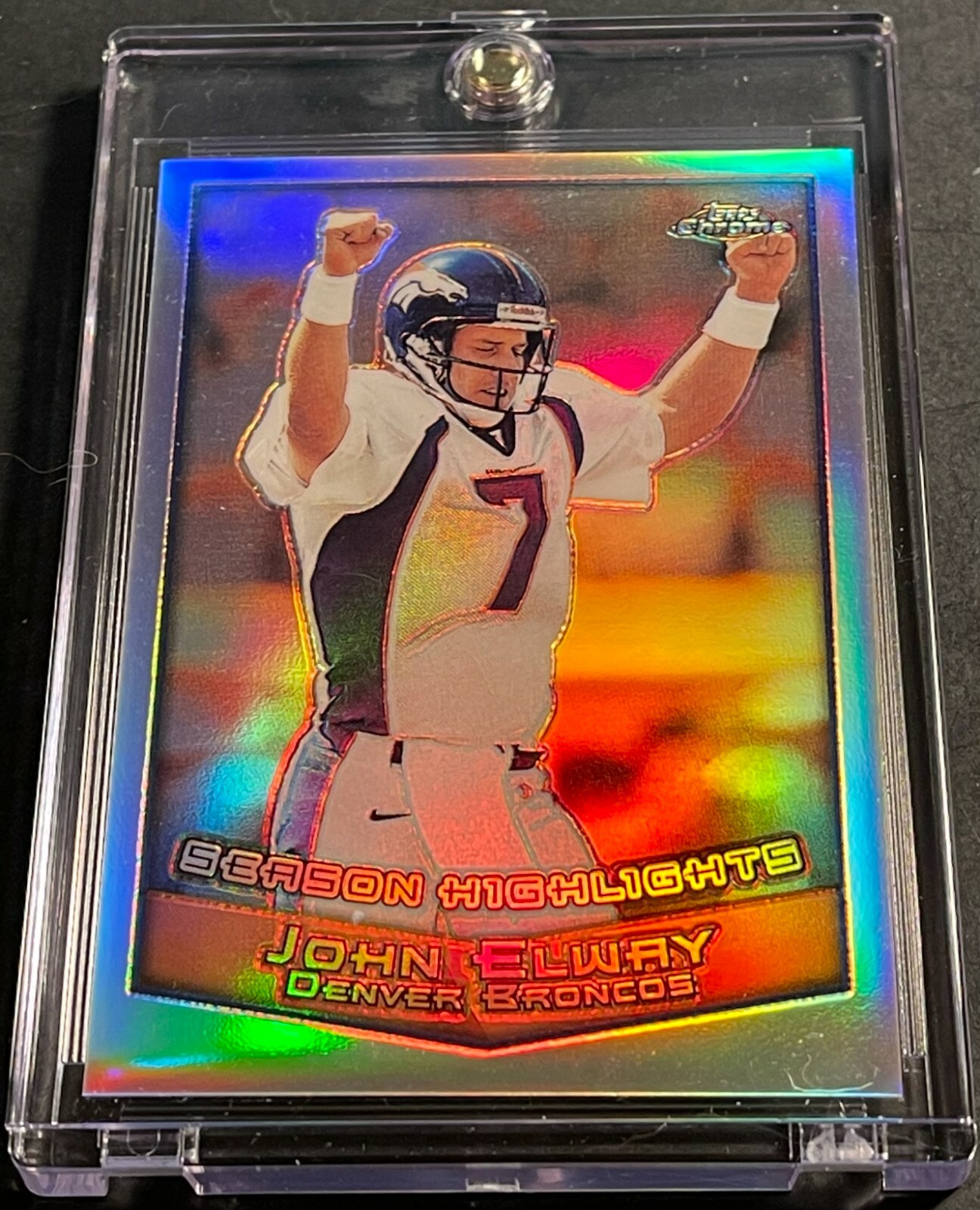 1999 Topps Chrome Refractor JOHN ELWAY #127, Broncos HOF (F09)