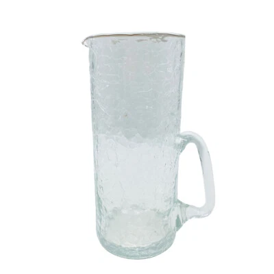 KARAFFE Glas Kanne Craquele Eisglas 60er 70er Mid Century Dekoration 21,2 cm - Bild 1 von 4