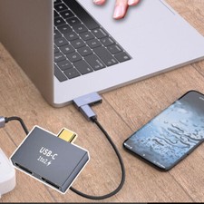USB C Male to Dual USB C Female Data Transfer Type-C Splitter PD Charger Grey