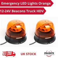 2X 12-24V Led Notfall Orange Rundumleuchte FüR Lkw, Traktor, Bus, Van,...