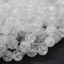 Crackle Quartz Round Beads 4mm 6mm 8mm 10mm 12mm - 15", for Jewellery Making