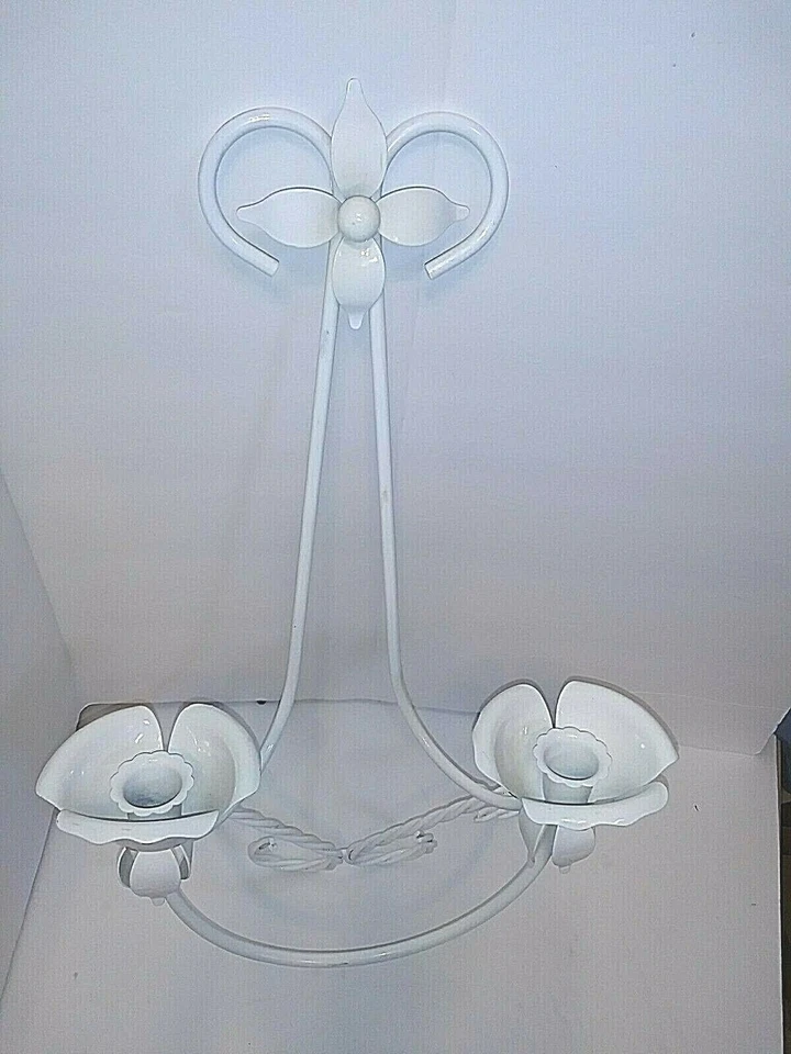 Sunroom Wall Art Metal Enamel Hanging Candle Holders Candleholders 17" Tall Deco - Image 3 of 4