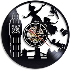OROLOGIO IN VINILE DA PARETE SU LP 33 PETER PAN REALIZZATO A MANO