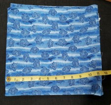 1 1/4 Yds Sewing Quilting Fabric Shades of Blue Floral Design Pansy