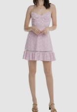 $250 Astr The Label Women's Pink Anne Embroidered Ruffle-Trim Mini Dress Size L