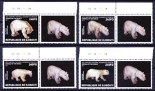 Polar Bear, Wildlife Photography, Djibouti 2014 MNH 4v+Label colour guide (a)