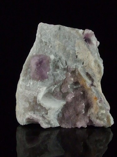 Purple Fluorite Crystals on White Quartz Matrix, Arizona. 8 x 8 cm. - Picture 5 of 9