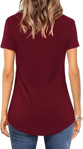 Women's Top Shirts with Short Sleeve Criss Cross V Neck - Picture 9 of 19