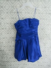 Hailey Logan Formal Dress Size 11 12 Blue Back Zipper Straps Balloon Hem Short