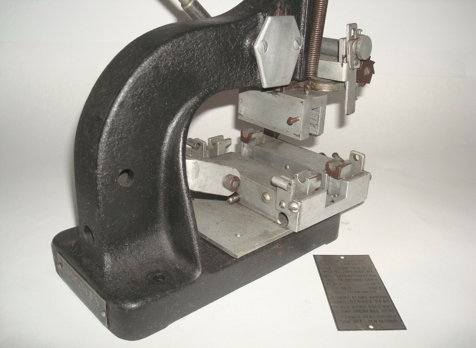 Vintage Kingsley Machine Hot Foil Stamping Embossing Manual Letter