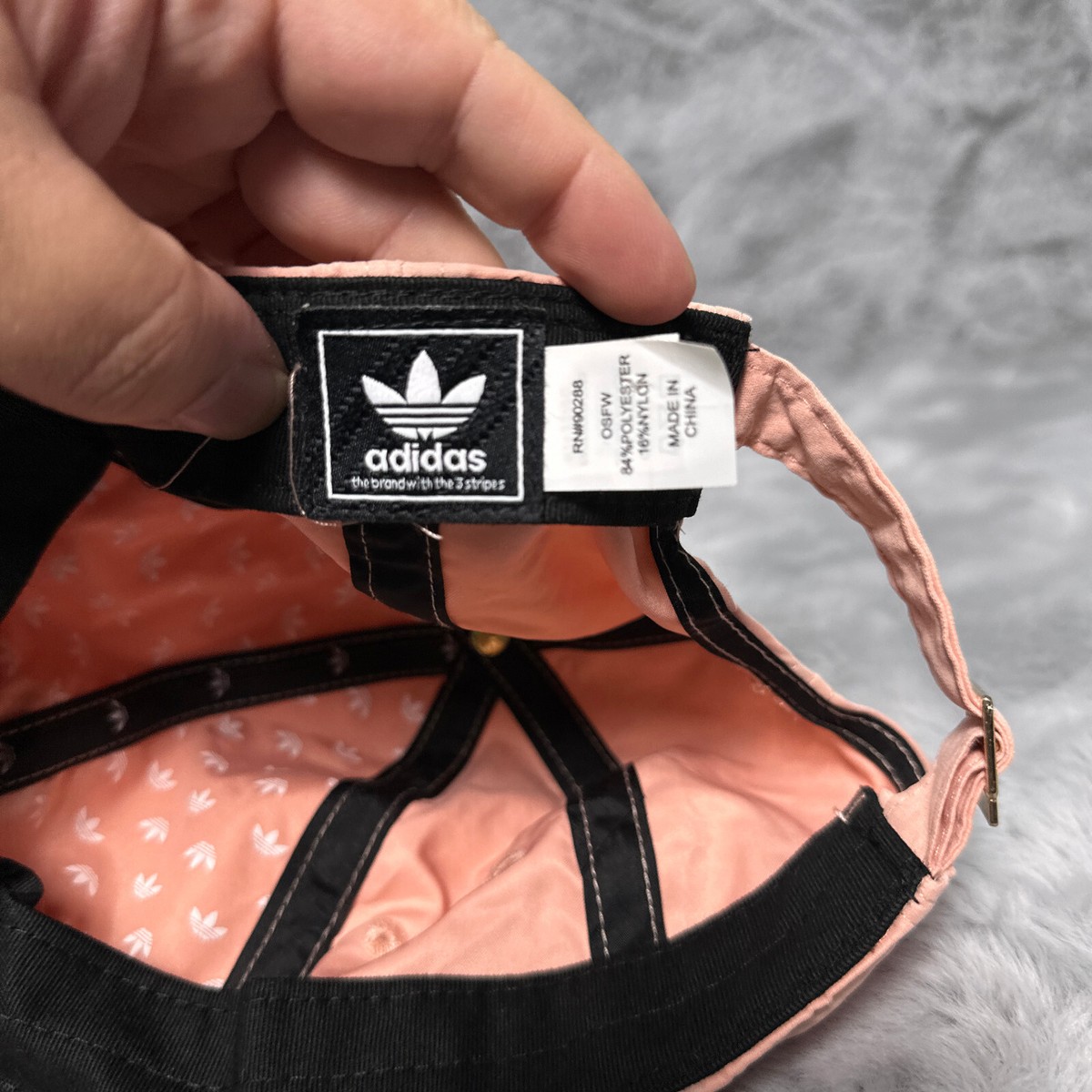 Adidas Hat Womans Orange Strapback Gold Tre Foil Logo 