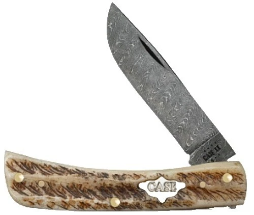 Case Hoja de Acero Damasco Marrón cuchillos plegables de colección