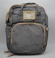 Mommy Loves You Baby Backpack Diaper Bag, Gray, Changing Pad, USB Port, Fold Out