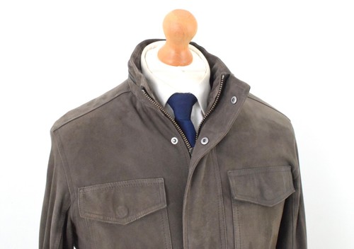 Giacca da campo HACKETT capra scamosciata £ 650 taglia small 38/48 M65 pelle tortora utility - Foto 3 di 23