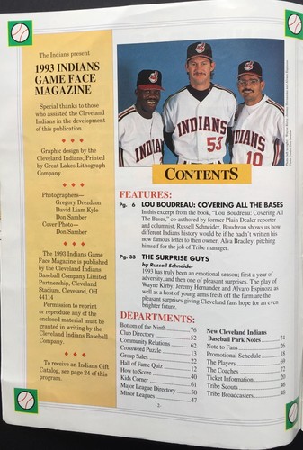 1993 Cleveland Indians Game Face Magazine - Picture 3 of 3