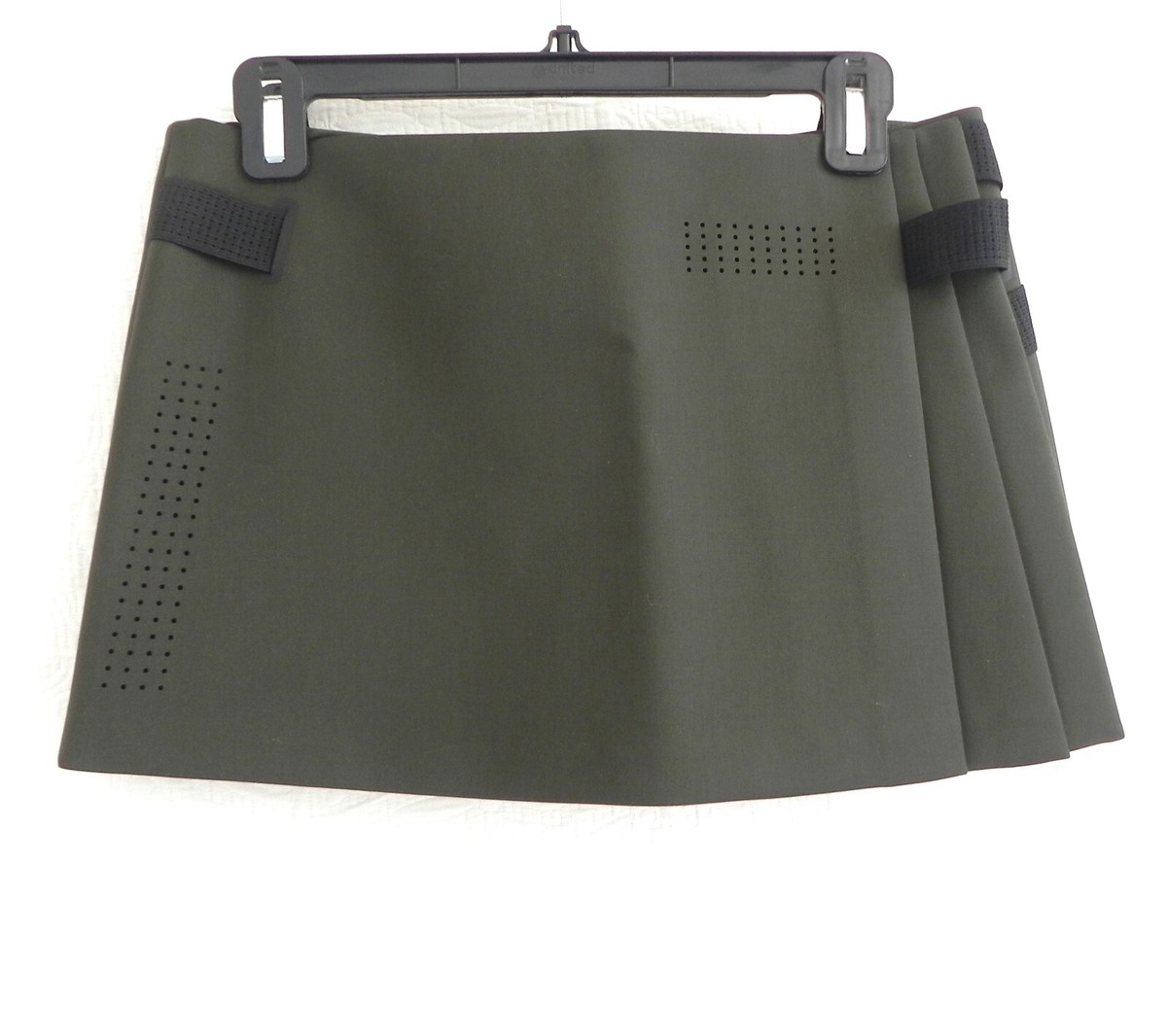 Hyein Seo Pleated Wrap Mini Skirt Olive Green Elastic Bands/Buckle