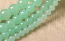 Natural 4/6/8/10/12/14mm Light Green Jade Gemstone Round Loose Beads 15'' Strand