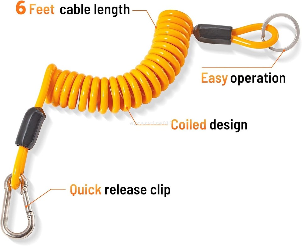 Trailer Breakaway Cable 5ft Coiled Spring Wire Anti-Lost RV Towing ...