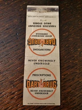 Vintage Matchcover: Dart Drug, Washington, DC