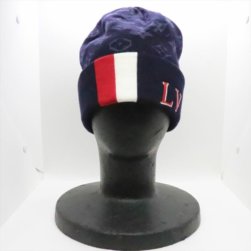 帽子 LOUIS VUITTON BONNET IKAT LOUIS VUITTON Bonnet LV Varsity Knit Cap Beanie Navy M77955