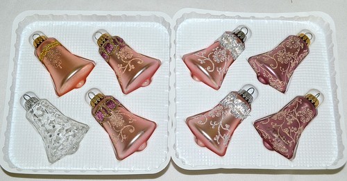 DE COLECCIÓN KREBS CON ALEMANIA ROSA ENCAJE Y BRILLO CAMPANA ÁRBOL DE NAVIDAD ADORNOS