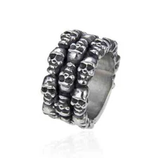 Strong and Domineering Personalized Skull Men's Stainless Steel Rings Size 8-13