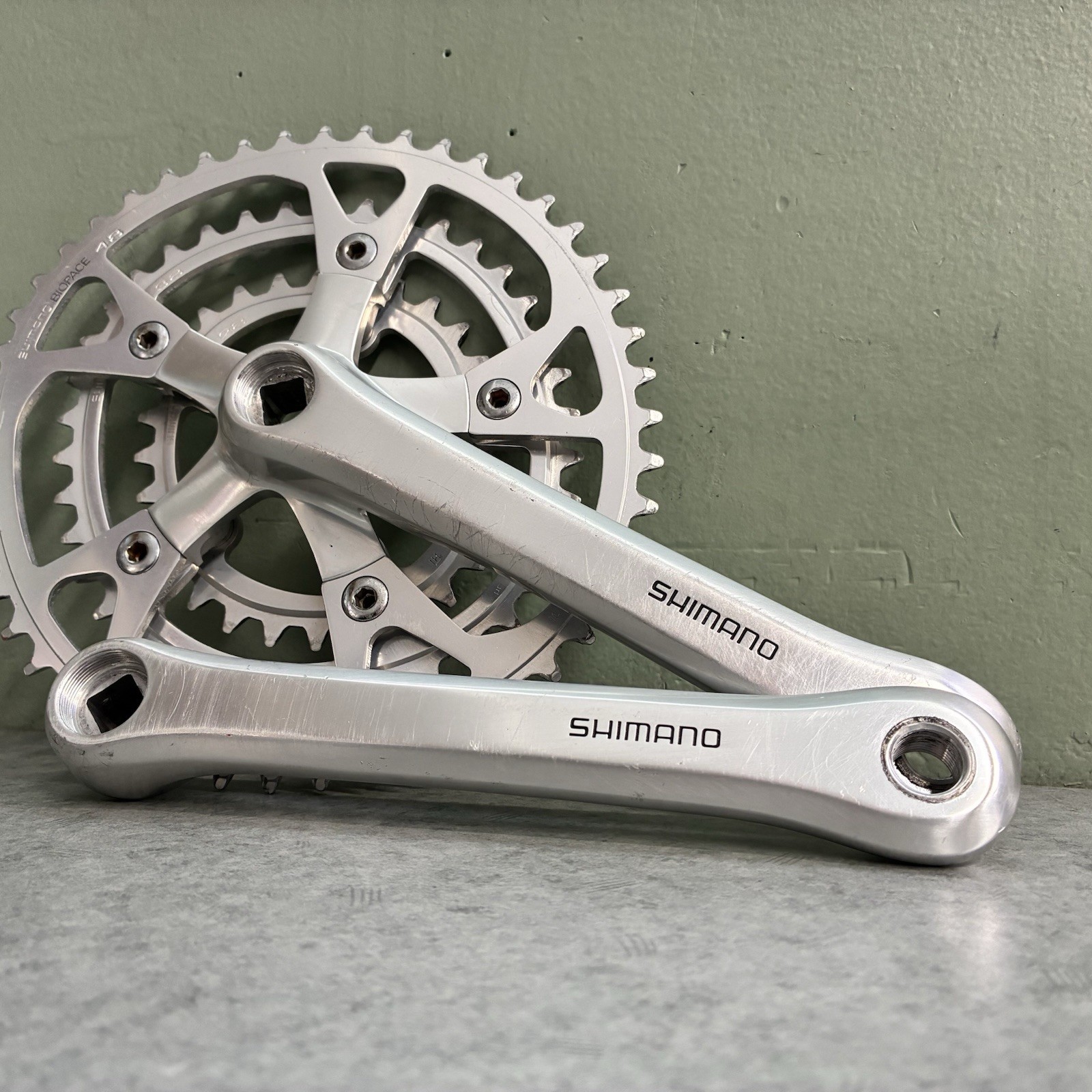 CLEAN! 1984 Shimano FC-6206 Crank Set 180mm Triple BioPace D