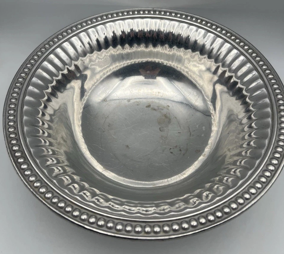 Wilton Co. Оловянная чаша с краями 4 дюйма x 12 дюймов — рождественский декор подарок конфеты серебро мама - Изображение 2 из 4