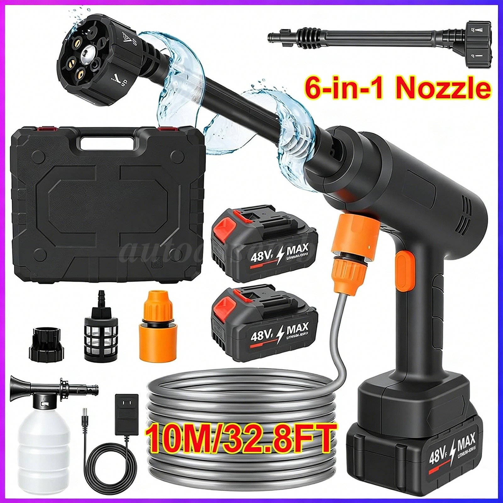 Portable Cordless Electric High Pressure Water Spray Gun Car Washer Cleaner Tool