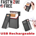 Cigarette Case Windproof Tobacco Box Electric Flameless Lighter USB Rechargeable